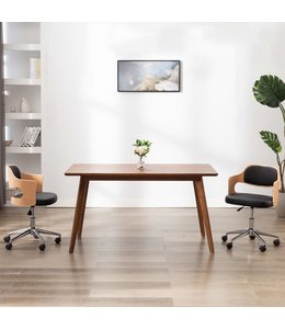 Eetkamerstoelen draaibaar 2 st gebogen hout en kunstleer zwart