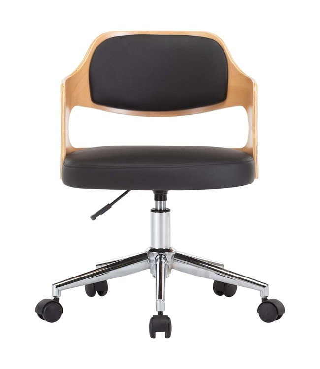 Eetkamerstoelen draaibaar 2 st gebogen hout en kunstleer zwart