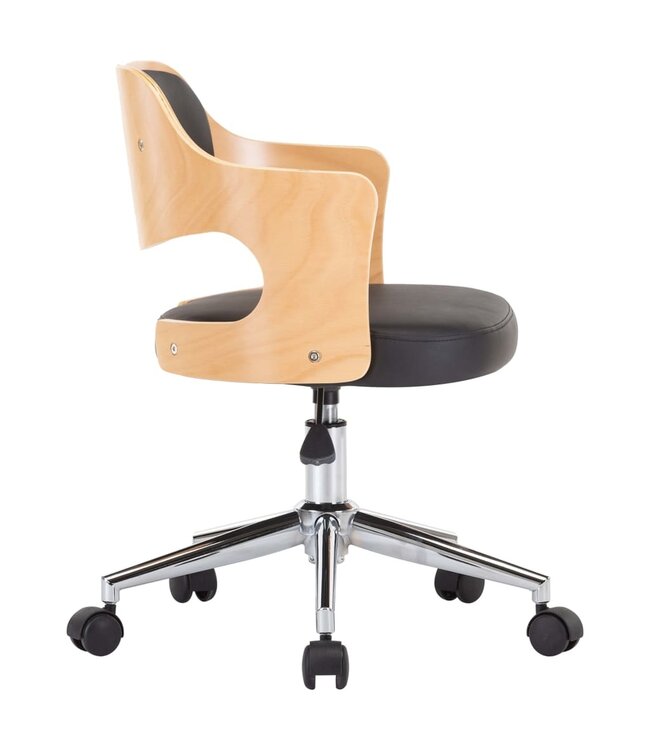 Eetkamerstoelen draaibaar 2 st gebogen hout en kunstleer zwart