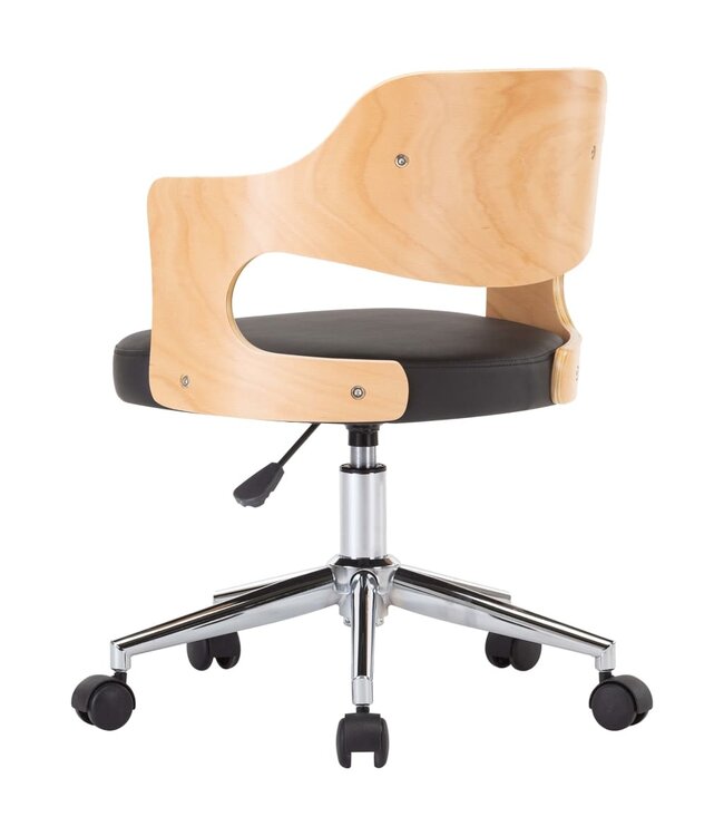 Eetkamerstoelen draaibaar 2 st gebogen hout en kunstleer zwart