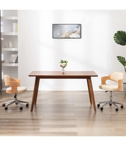 Eetkamerstoelen draaibaar 2 st gebogen hout en kunstleer crème
