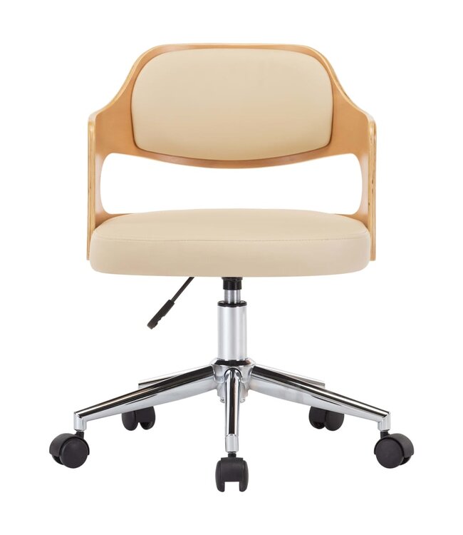 Eetkamerstoelen draaibaar 2 st gebogen hout en kunstleer crème