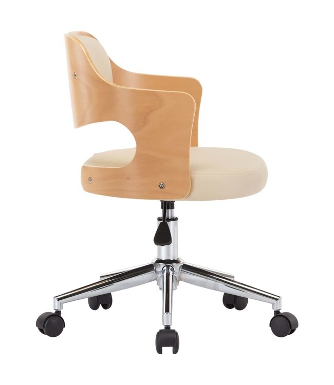 Eetkamerstoelen draaibaar 2 st gebogen hout en kunstleer crème