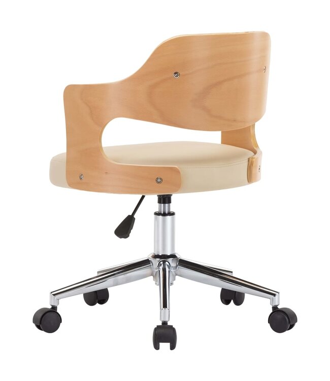 Eetkamerstoelen draaibaar 2 st gebogen hout en kunstleer crème