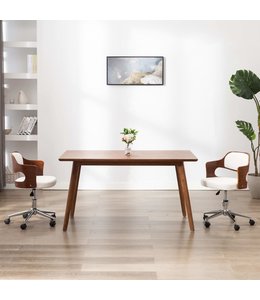 Eetkamerstoelen draaibaar 2 st gebogen hout en kunstleer wit