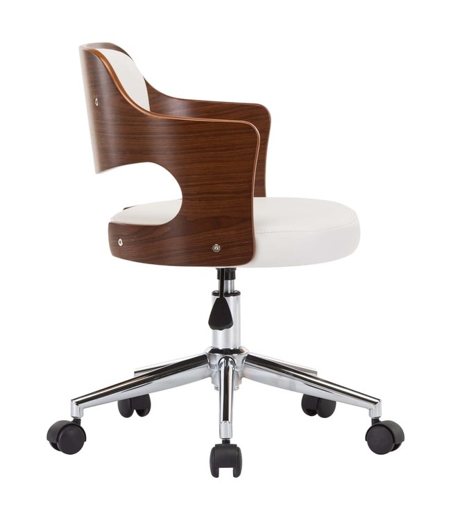 Eetkamerstoelen draaibaar 2 st gebogen hout en kunstleer wit