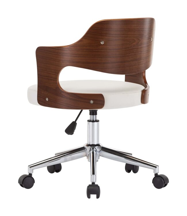 Eetkamerstoelen draaibaar 2 st gebogen hout en kunstleer wit