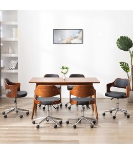 Eetkamerstoelen draaibaar 6 st gebogen hout en kunstleer zwart