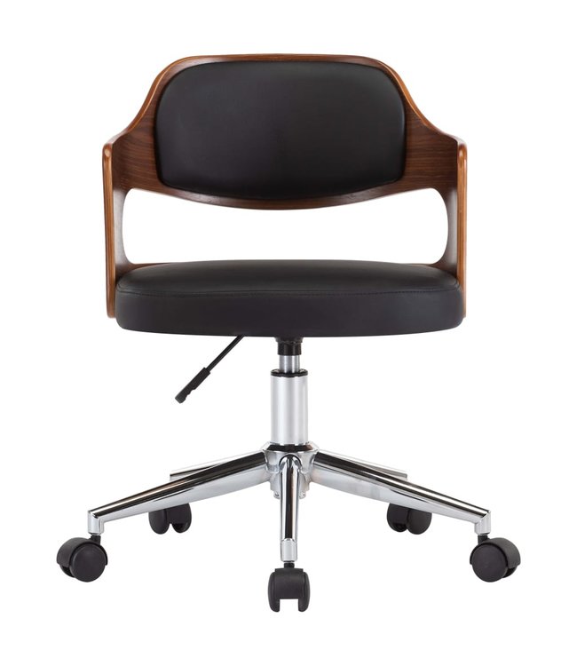 Eetkamerstoelen draaibaar 6 st gebogen hout en kunstleer zwart