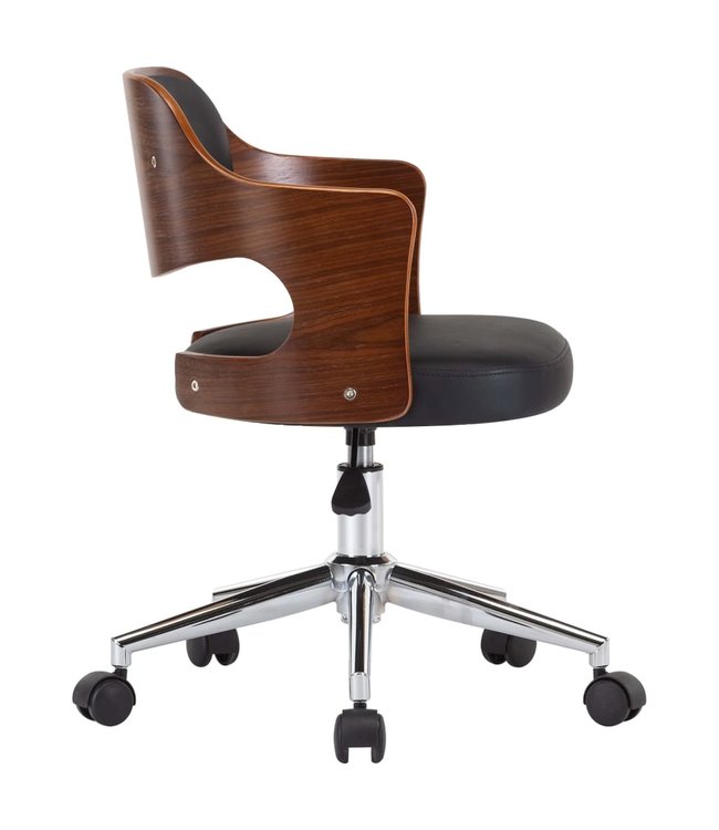 Eetkamerstoelen draaibaar 6 st gebogen hout en kunstleer zwart