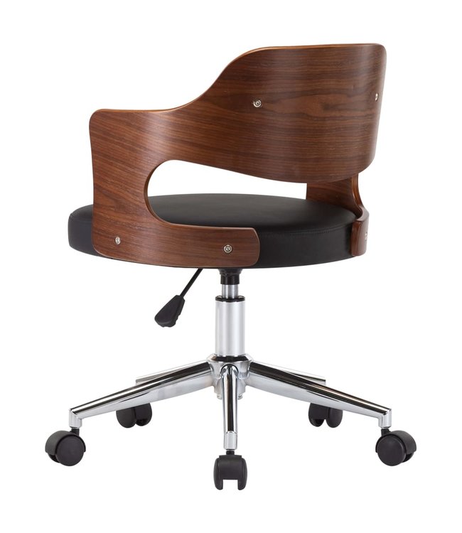 Eetkamerstoelen draaibaar 6 st gebogen hout en kunstleer zwart