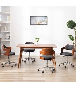 Eetkamerstoelen draaibaar 4 st gebogen hout en kunstleer zwart