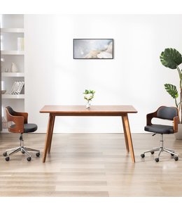 Eetkamerstoelen draaibaar 2 st gebogen hout en kunstleer zwart