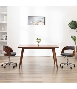 Eetkamerstoelen 2 st draaibaar gebogen hout en stof grijs