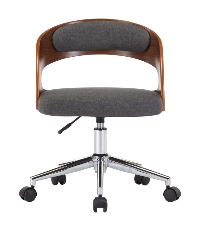 Eetkamerstoelen 2 st draaibaar gebogen hout en stof grijs