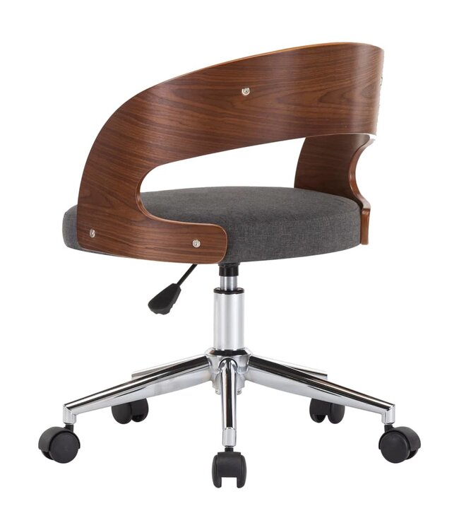 Eetkamerstoelen 2 st draaibaar gebogen hout en stof grijs