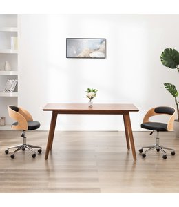 Eetkamerstoelen draaibaar 2 st gebogen hout en kunstleer zwart