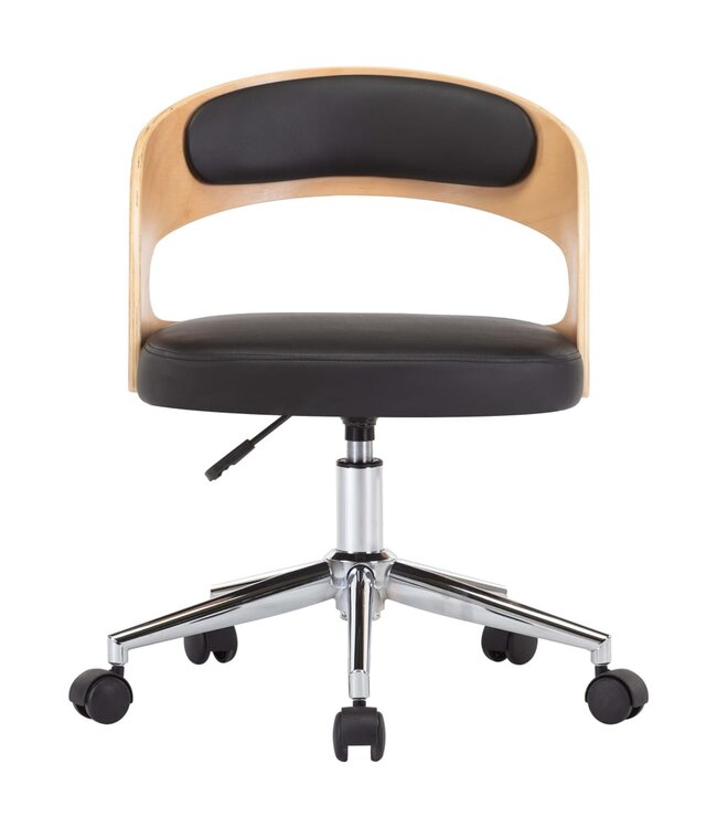 Eetkamerstoelen draaibaar 2 st gebogen hout en kunstleer zwart