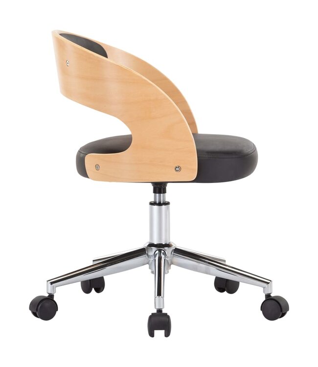 Eetkamerstoelen draaibaar 2 st gebogen hout en kunstleer zwart