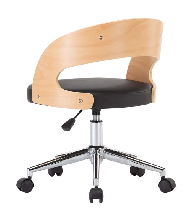 Eetkamerstoelen draaibaar 2 st gebogen hout en kunstleer zwart