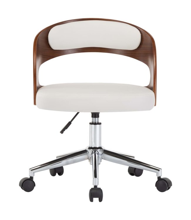 Eetkamerstoelen draaibaar 2 st gebogen hout en kunstleer wit