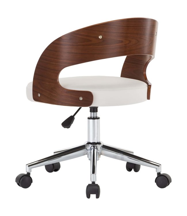 Eetkamerstoelen draaibaar 2 st gebogen hout en kunstleer wit