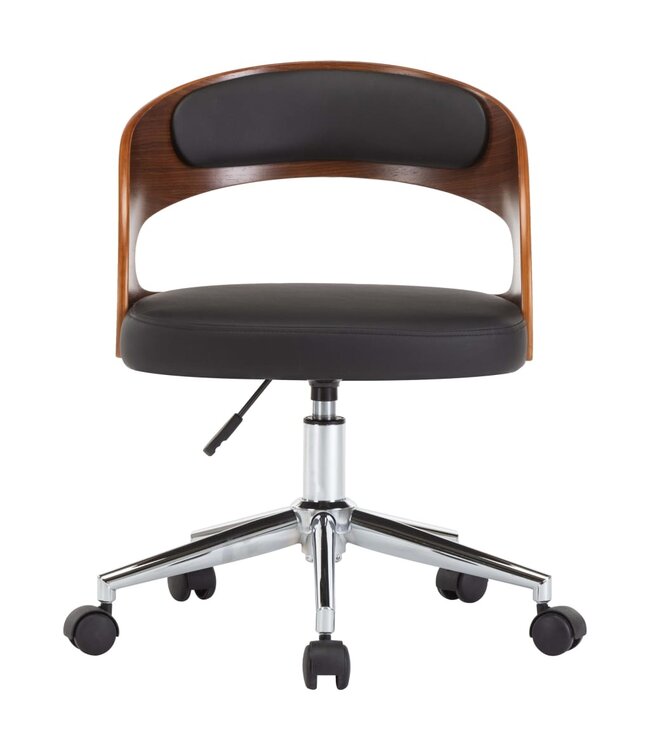 Eetkamerstoelen draaibaar 4 st gebogen hout en kunstleer zwart