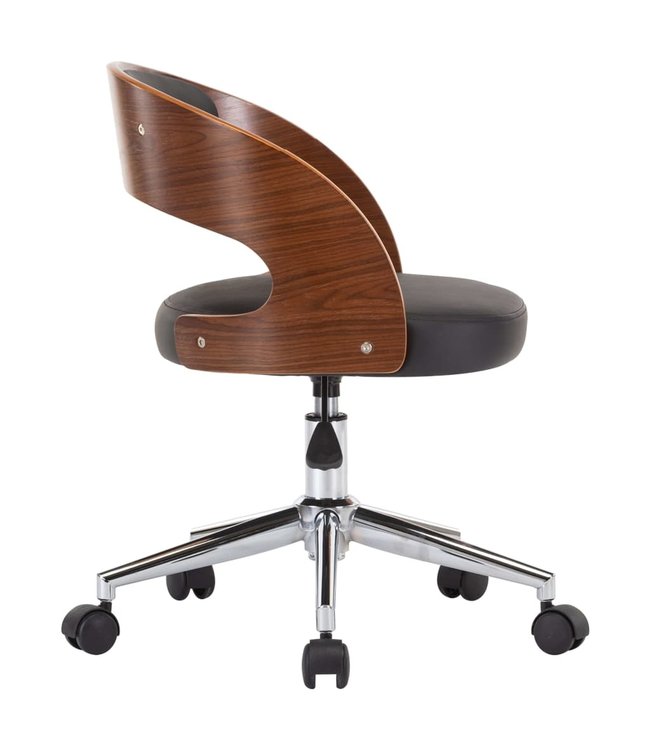 Eetkamerstoelen draaibaar 4 st gebogen hout en kunstleer zwart