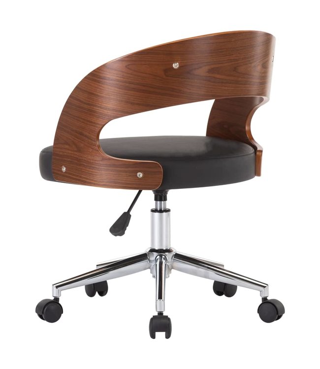 Eetkamerstoelen draaibaar 4 st gebogen hout en kunstleer zwart