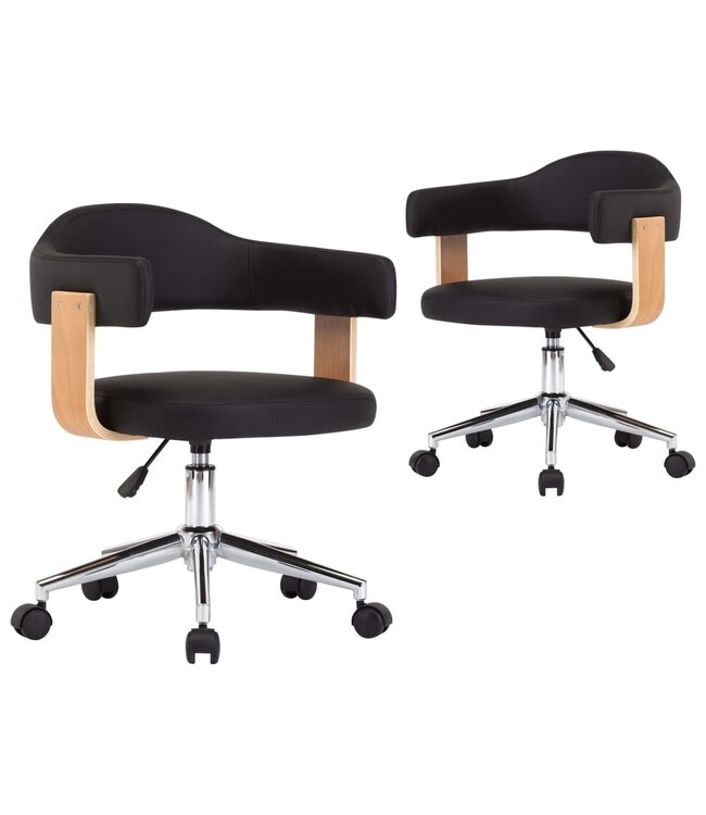 Eetkamerstoelen draaibaar 2 st kunstleer zwart