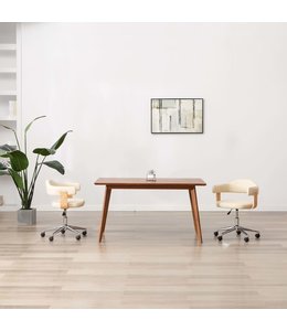 Eetkamerstoelen draaibaar 2 st kunstleer crème