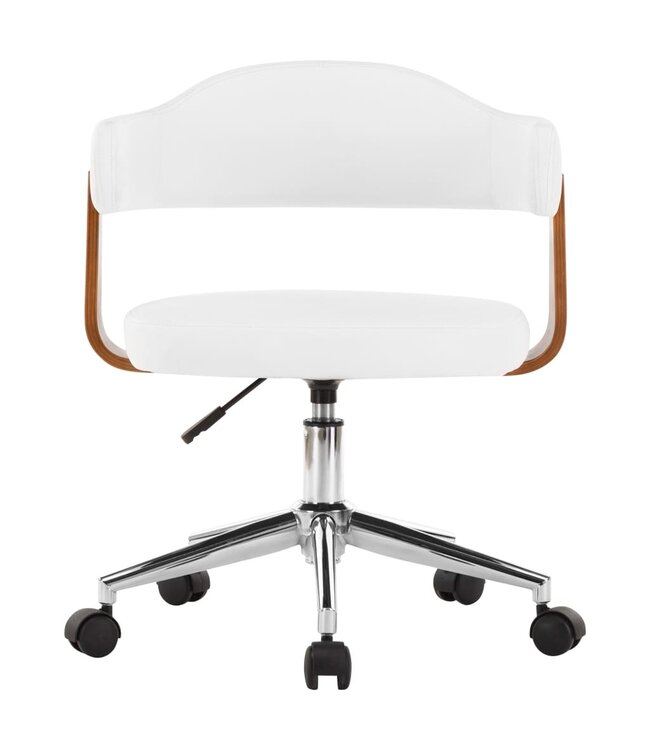 Eetkamerstoelen draaibaar 2 st gebogen hout en kunstleer wit