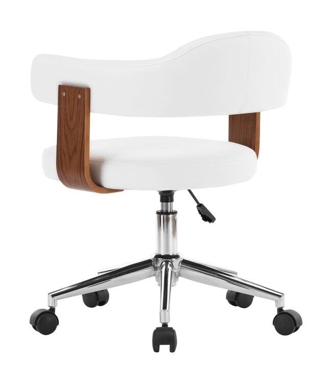 Eetkamerstoelen draaibaar 2 st gebogen hout en kunstleer wit