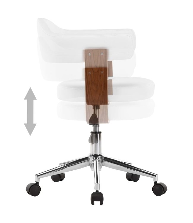 Eetkamerstoelen draaibaar 2 st gebogen hout en kunstleer wit