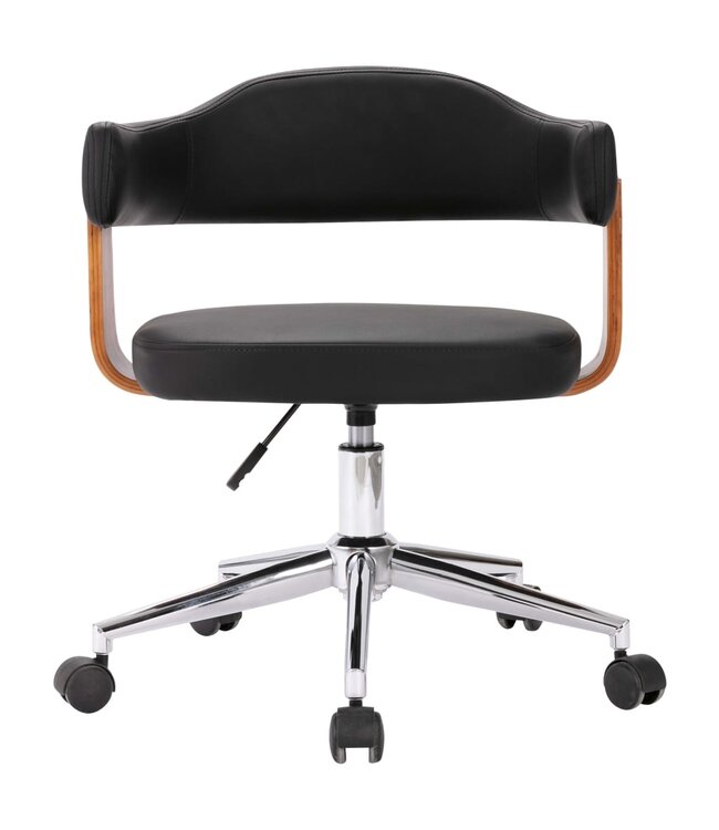 Eetkamerstoelen draaibaar 6 st gebogen hout en kunstleer zwart