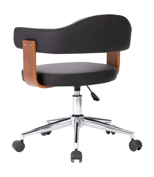 Eetkamerstoelen draaibaar 6 st gebogen hout en kunstleer zwart