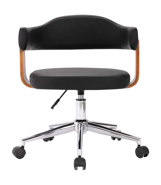 Eetkamerstoelen draaibaar 2 st gebogen hout en kunstleer zwart