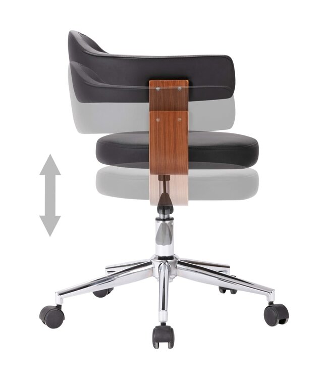 Eetkamerstoelen draaibaar 2 st gebogen hout en kunstleer zwart