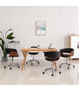 Eetkamerstoelen draaibaar 4 st kunstleer zwart