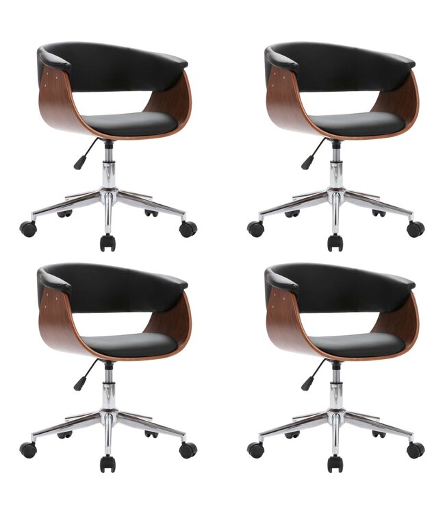 Eetkamerstoelen draaibaar 4 st kunstleer zwart