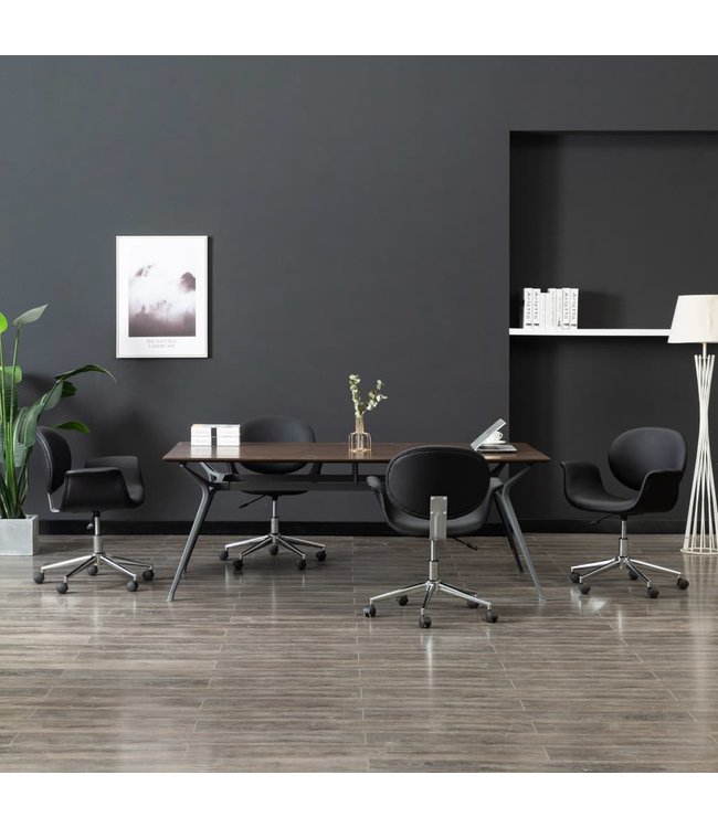 Eetkamerstoelen draaibaar 4 st kunstleer zwart