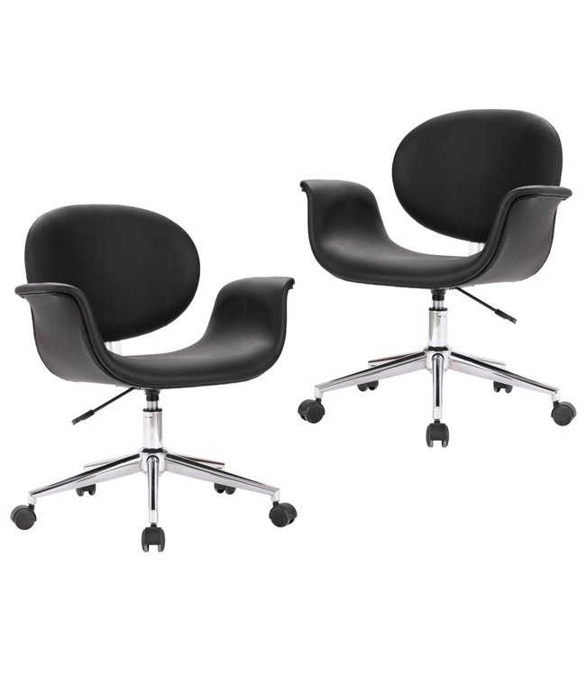 Eetkamerstoelen draaibaar 2 st kunstleer zwart
