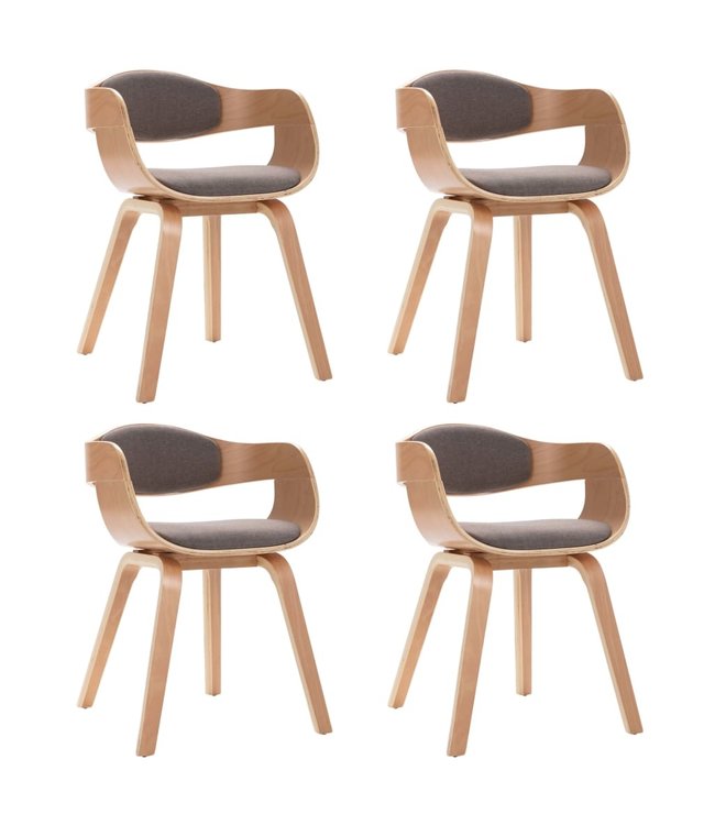 Eetkamerstoelen 4 st gebogen hout en stof taupe