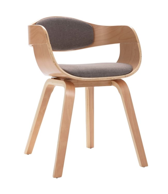 Eetkamerstoelen 4 st gebogen hout en stof taupe
