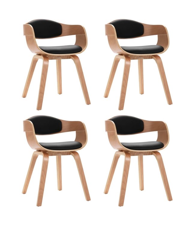 Eetkamerstoelen 4 st gebogen hout en kunstleer
