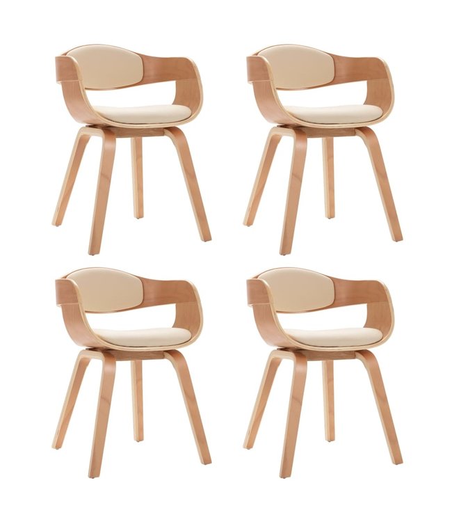 Eetkamerstoelen 4 st gebogen hout en kunstleer