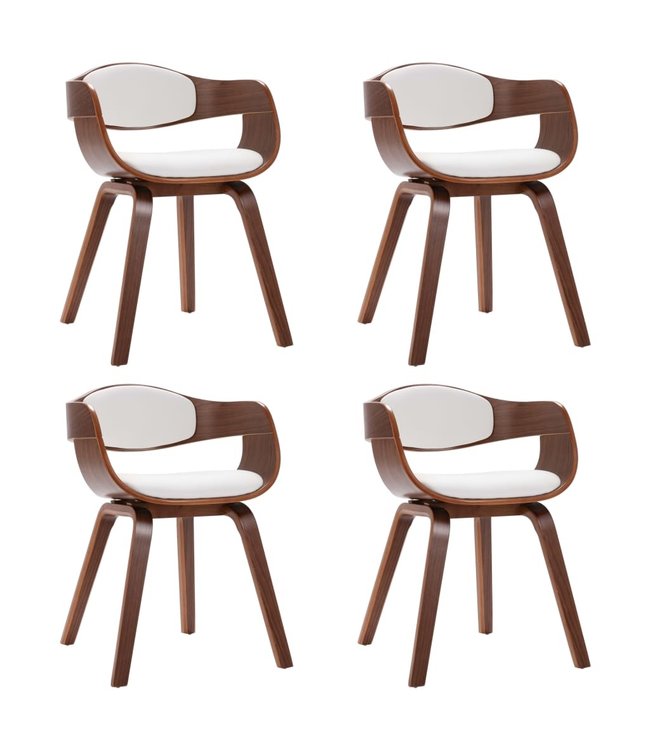 Eetkamerstoelen 4 st gebogen hout en kunstleer