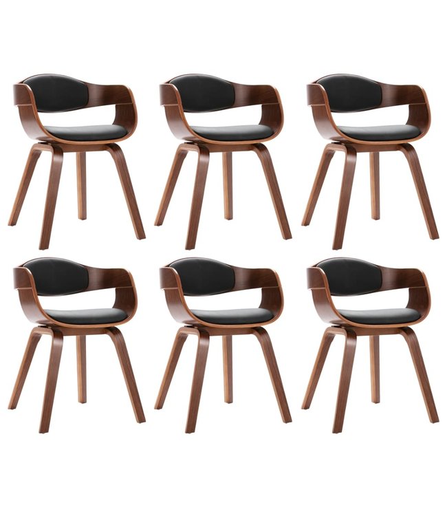 Eetkamerstoelen 6 st gebogen hout en kunstleer