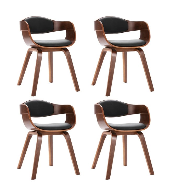 Eetkamerstoelen 4 st gebogen hout en kunstleer