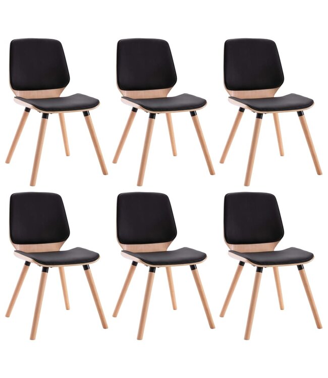 Eetkamerstoelen 6 st kunstleer zwart